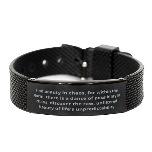 Find beauty in chaos,  Black Shark Mesh Bracelet. Model 600105