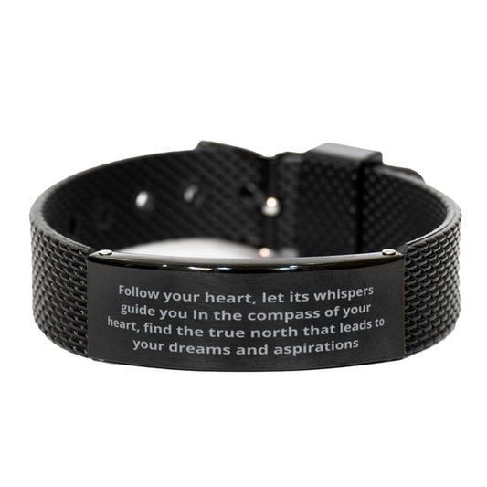 Follow your heart,  Black Shark Mesh Bracelet. Model 600105