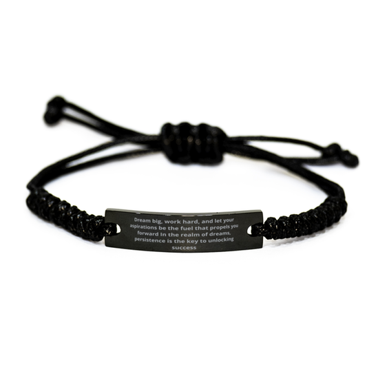 Dream big,  Black Rope Bracelet. Model 600105