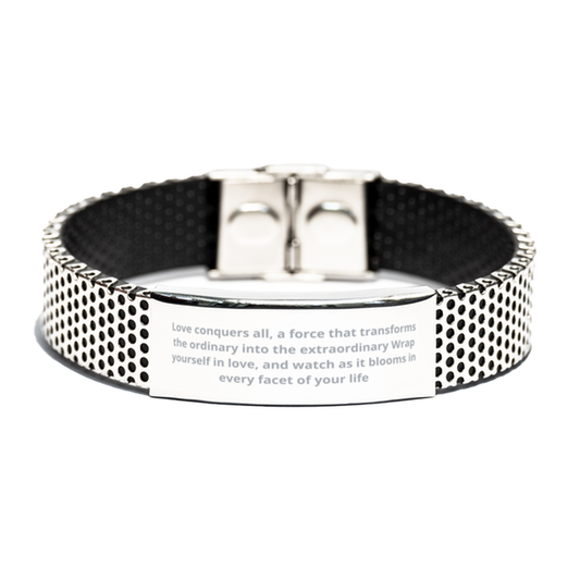 Love conquers all,  Stainless Steel Bracelet. Model 600105