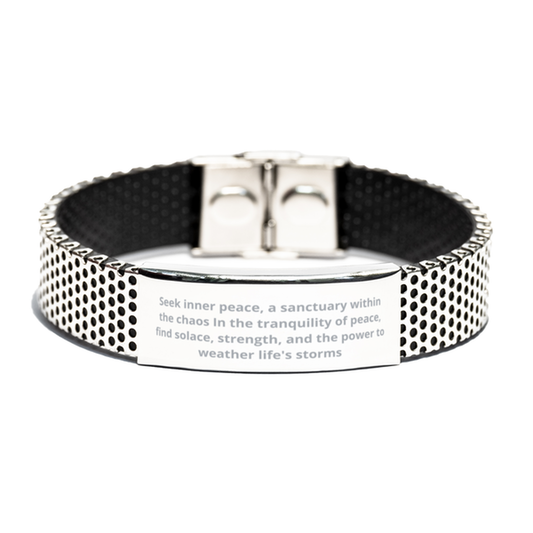 Seek inner peace,  Stainless Steel Bracelet. Model 600105