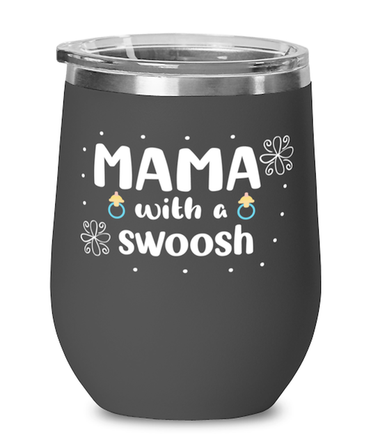 Mama with a swoosh, black Wineglass. Model 60043