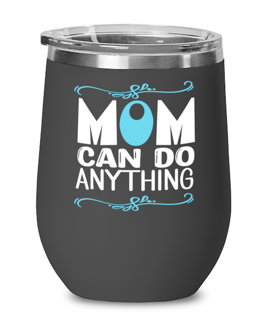 Mom can do anything, black Wineglass. Model 60043