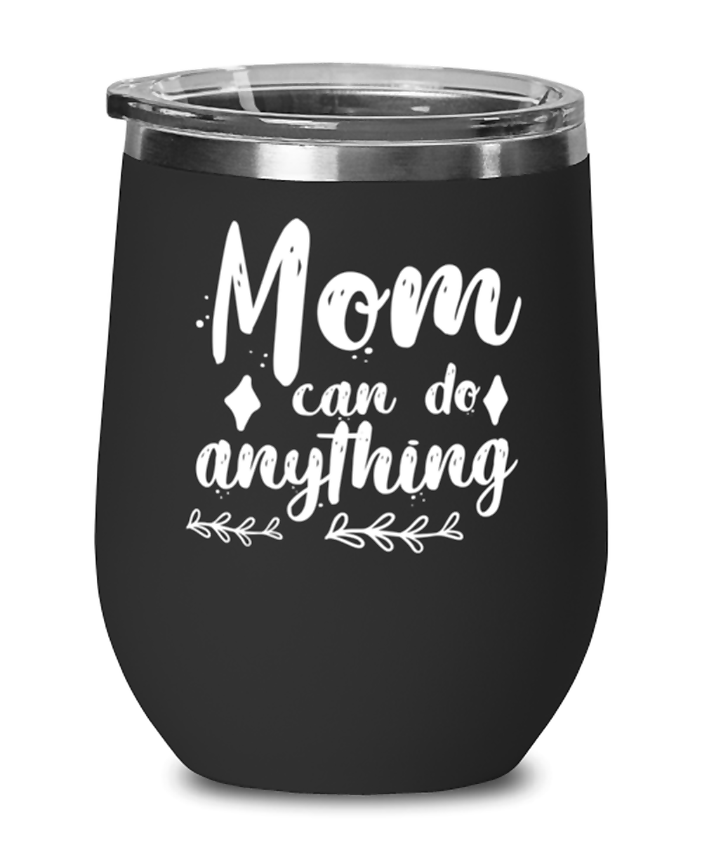 Mom can do anything1, black Wineglass. Model 60043