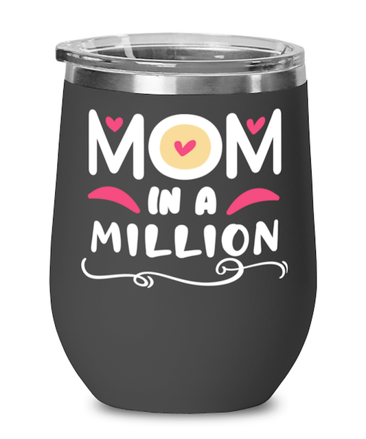 Mom in a million, black Wineglass. Model 60043