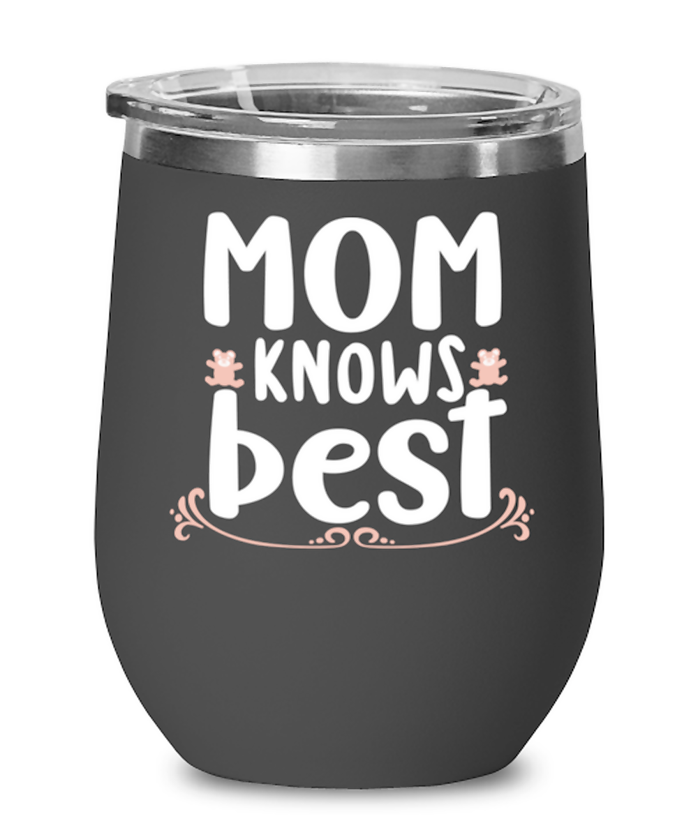 Mom knows best, black Wineglass. Model 60043