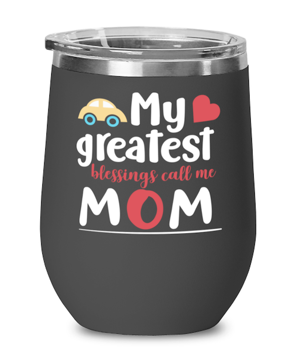 My greatest blessings call me Mom, black Wineglass. Model 60043