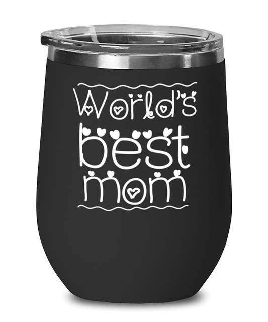 Worlds best mom, black Wineglass. Model 60043