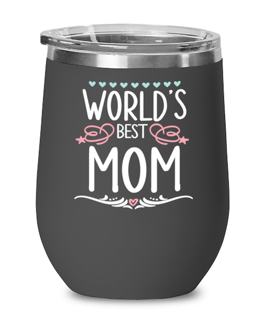 Worlds best Mom1, black Wineglass. Model 60043