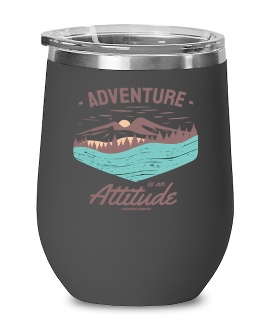 Adventure is an Attitude, black Wineglass. Model 60072