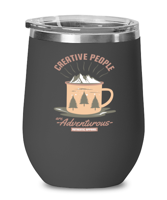 Creative People are Adventurous, black Wineglass. Model 60072