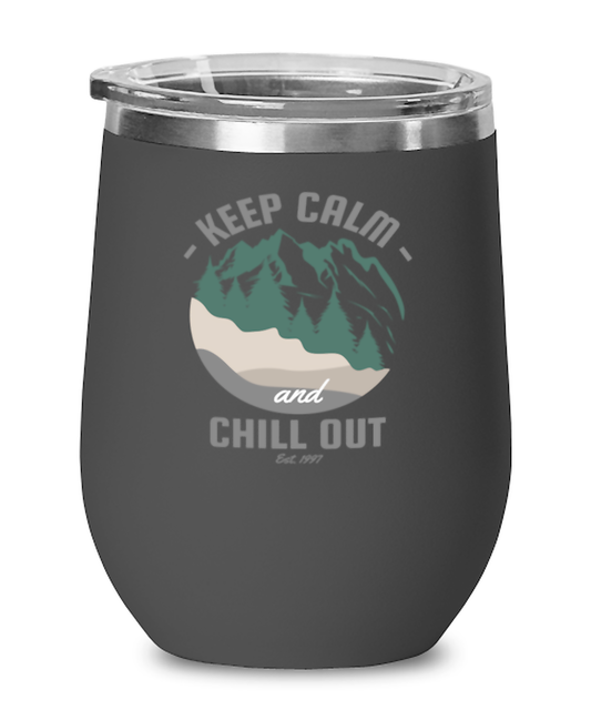 Keep Calm and Chill Out, black Wineglass. Model 60072