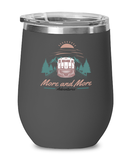 More and More Adventure, black Wineglass. Model 60072