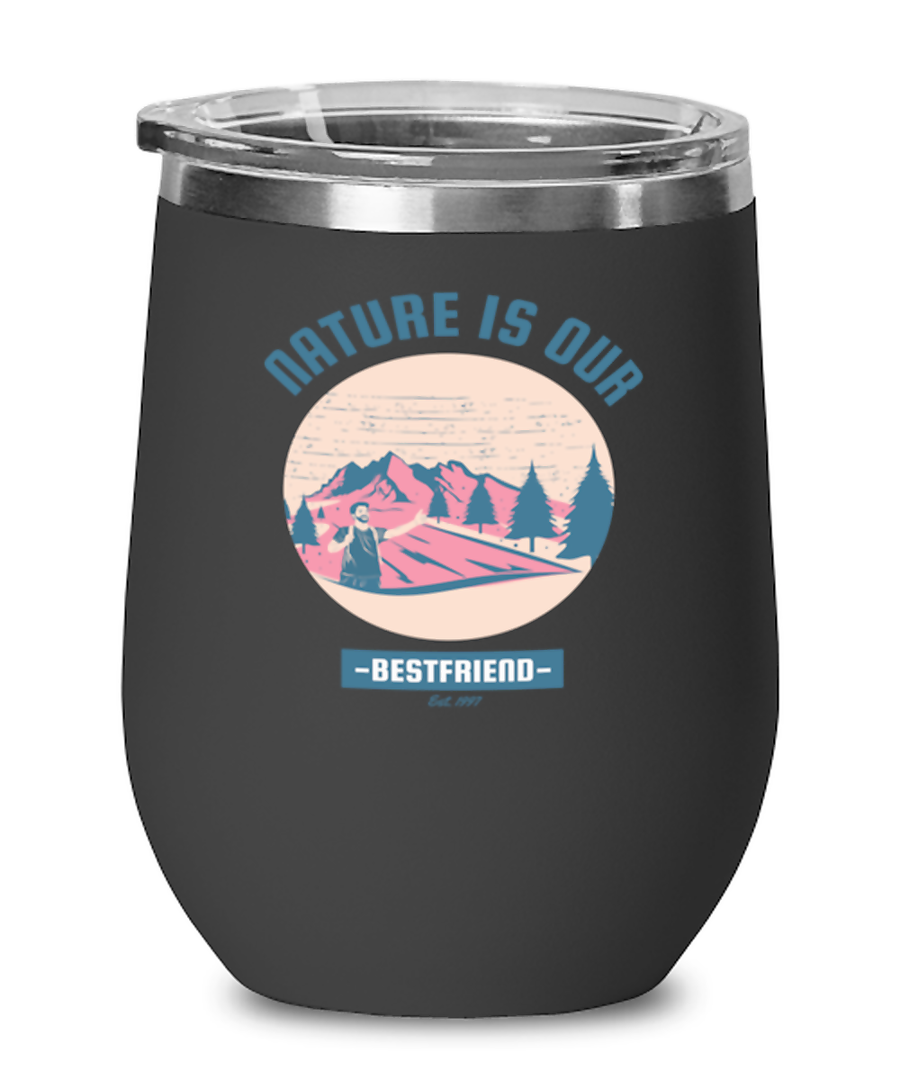 Nature is Our Best Friend, black Wineglass. Model 60072
