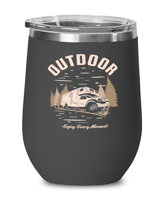 Outdoor Enjoy Every Moment, black Wineglass. Model 60072