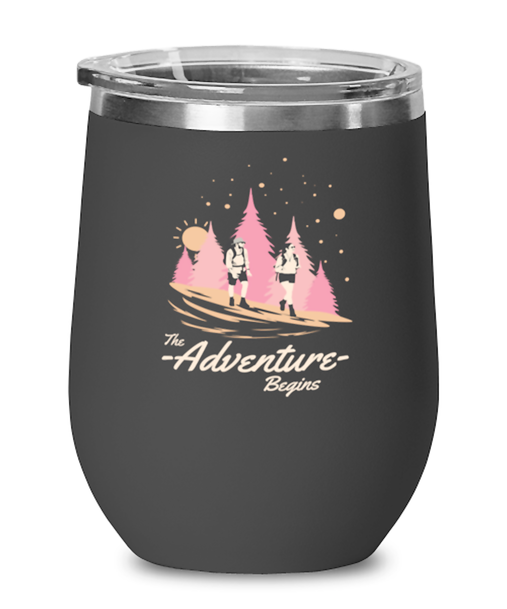 The Adventure Begins, black Wineglass. Model 60072