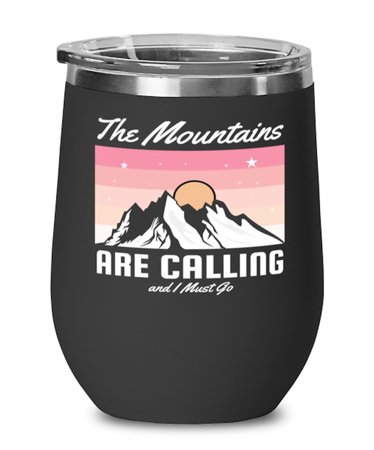 The Mountains are Calling, black Wineglass. Model 60072