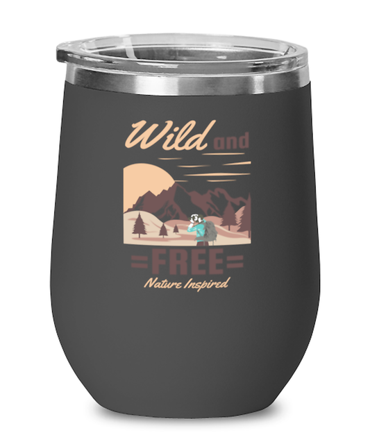 Wild and Free, black Wineglass. Model 60072